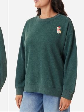 C&C California NORA Cozy Santa Corgi Embroidered Fleece Sweatshirt